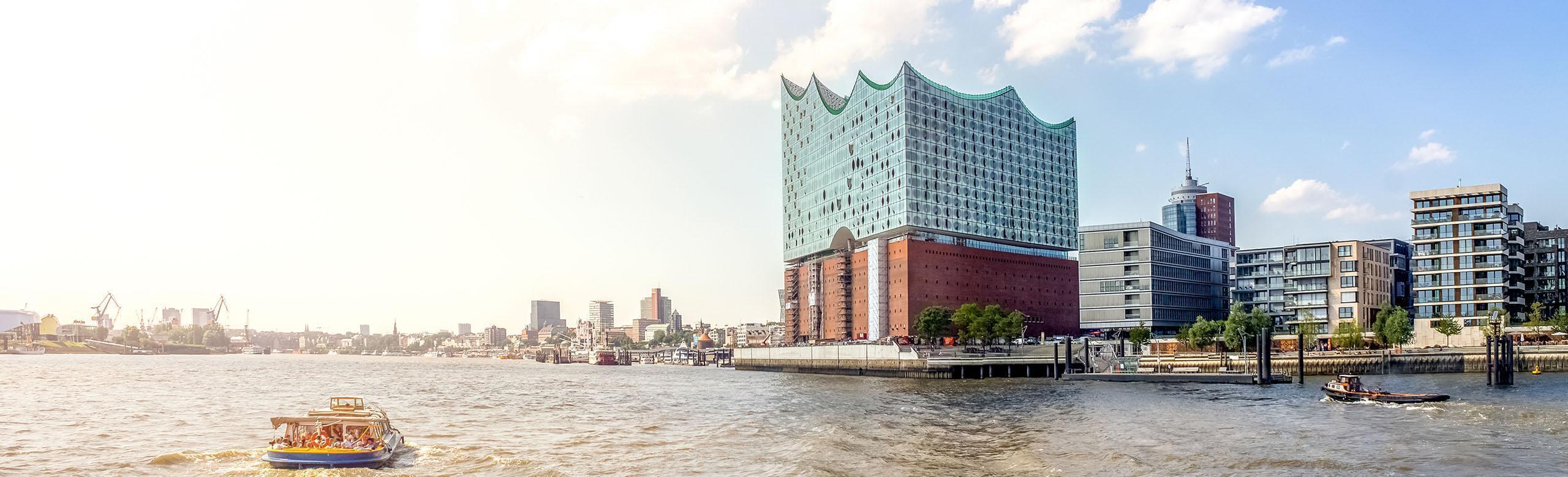 Exterior view of the Elbphilharmonie in Hamburg.